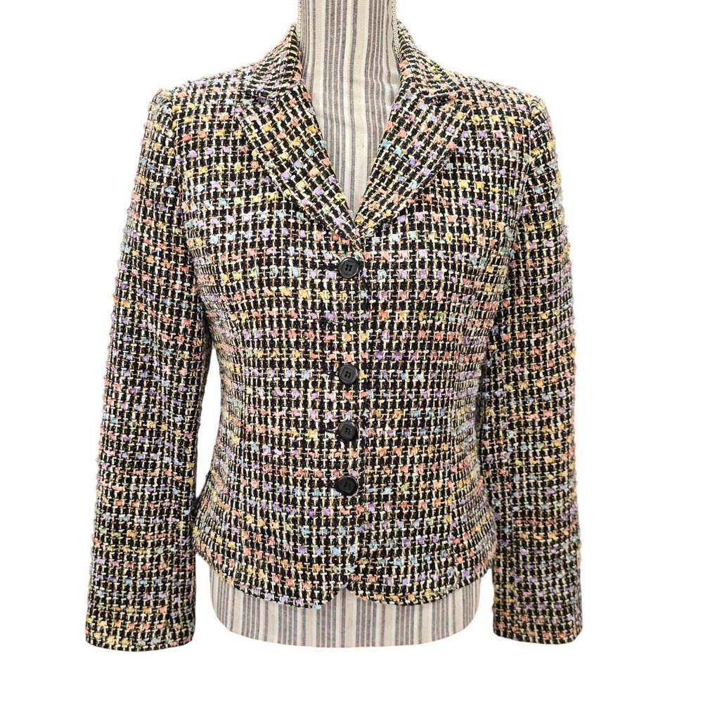 Harris Wallace New York Tweed Boucle Blazer Jacket Size 8 Blair Waldorf Gossip - Picture 2 of 8